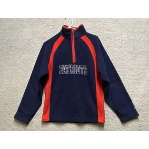 NFL New England Patriots Men's 1/4 Zip Fleece Blue Red Sweatshirt  Large